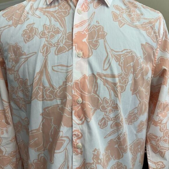 Ted Baker London Tello Peach Floral Button-Up Shirt Long Sleeve sz 4 Large - Picture 4 of 14